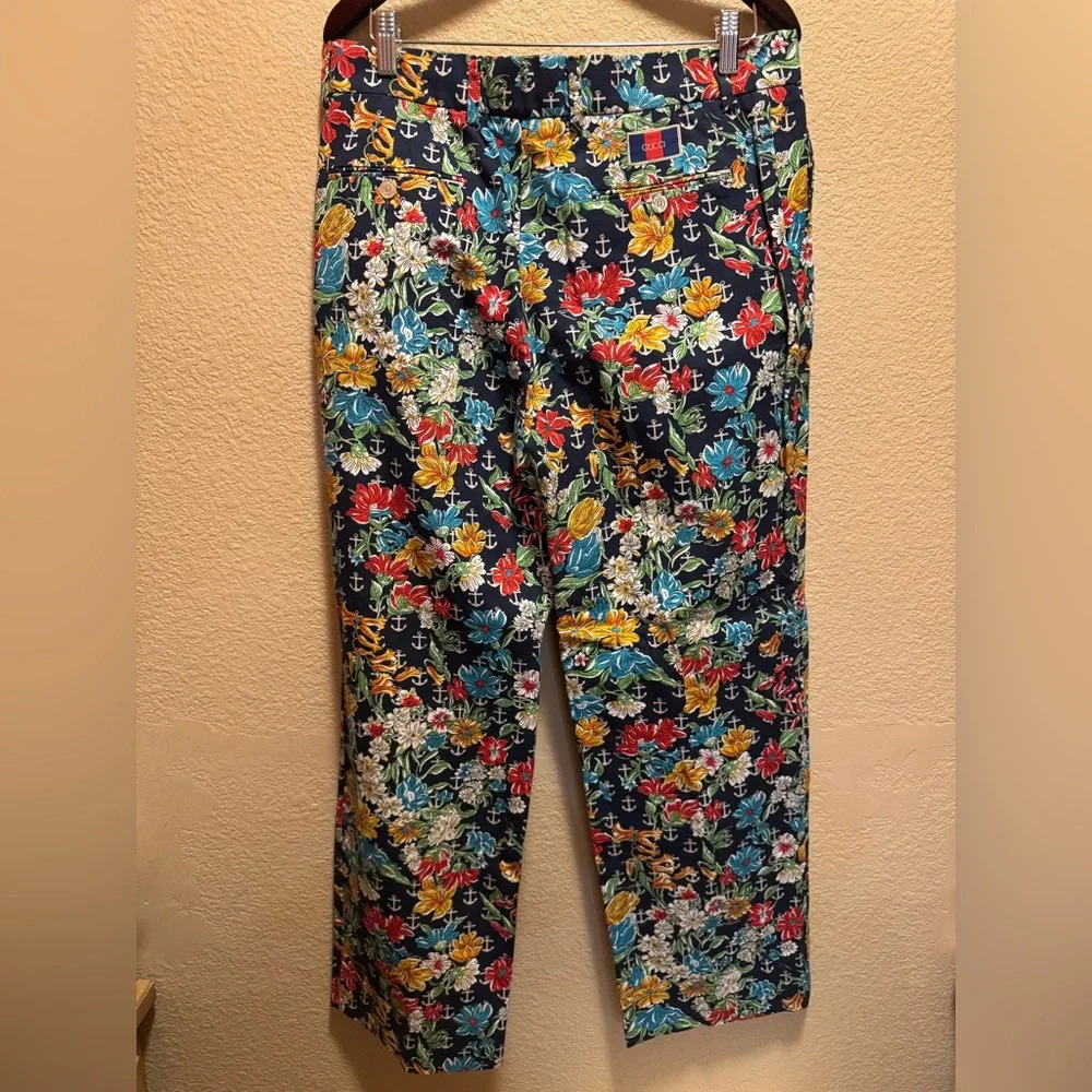 New Authentic Gucci GG Logo Multicolor Floral Pants Size IT 50 / US 34